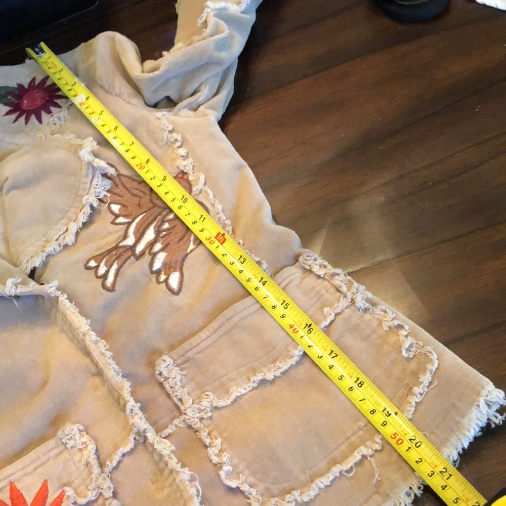 🌻Wet Seal Corduroy embroidered bohemian fringe snap close eyelet lined jacket - Picture 15 of 16
